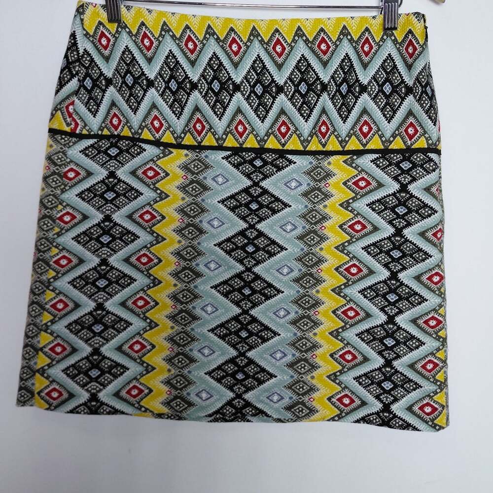 LOFT OUTLET Zigzag Pattern Cotton Skirt Multicolor Lined Women Size 4